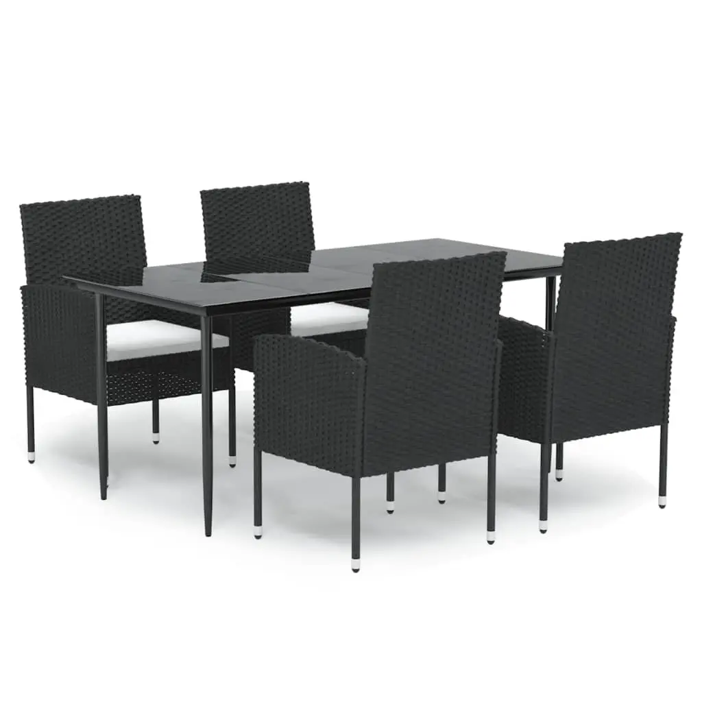 Outdoor Dining Set 5 Piece Garden Furniture Black Poly Rattan Chairs Table