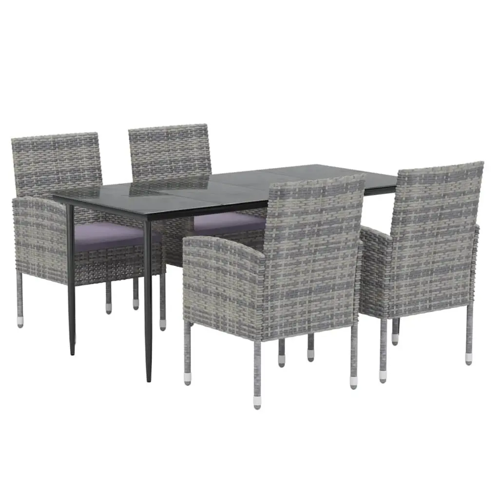 Outdoor Dining Set 5 Piece Garden Furniture Table Chairs PE Rattan Anthracite