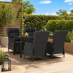5 Piece Garden Dining Set Dark Grey Outdoor Furniture Patio Table Chairs