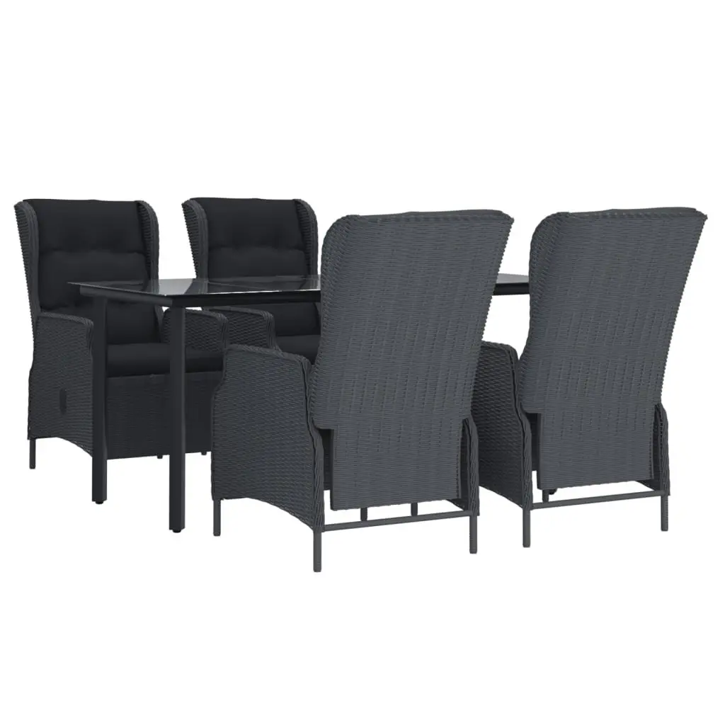 5 Piece Garden Dining Set Outdoor Furniture Dark Grey Patio Table Chairs