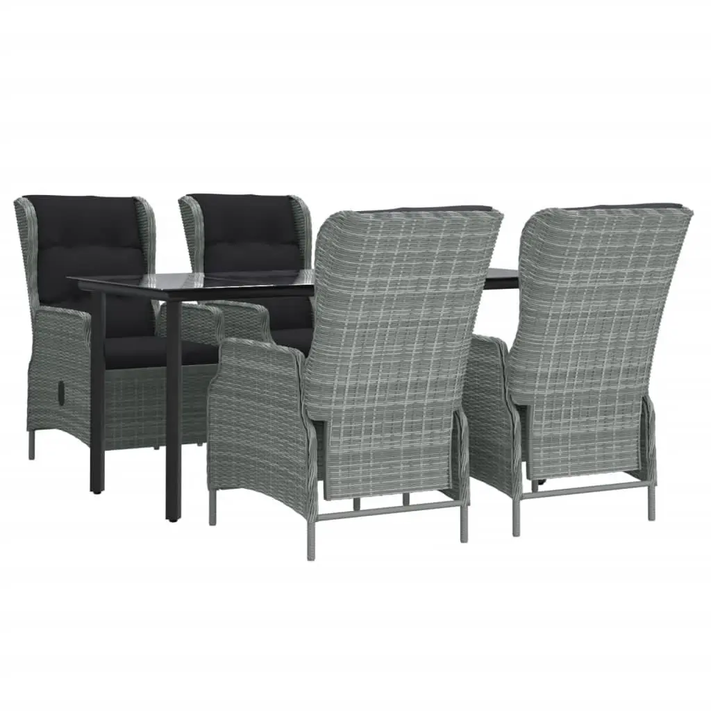 Garden Dining Set Outdoor Furniture 5 Piece Grey Poly Rattan Patio Table Chairs