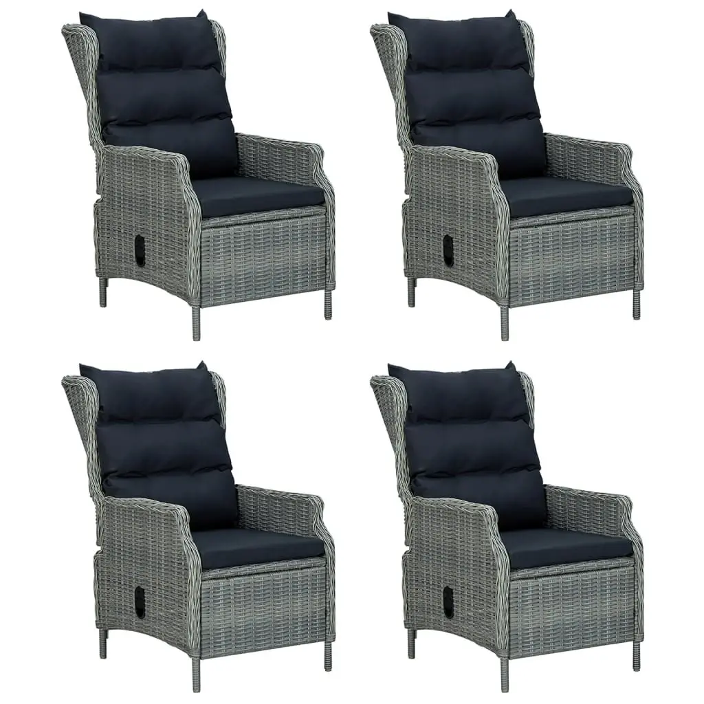 Garden Dining Set Outdoor Furniture 5 Piece Grey Poly Rattan Patio Table Chairs