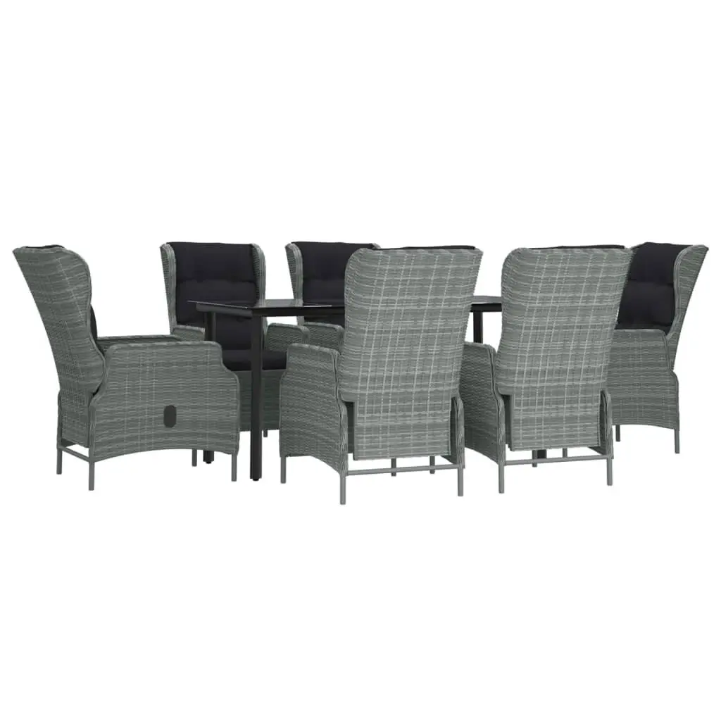 Garden Dining Set 7 Piece Outdoor Furniture Grey Poly Rattan Patio Table Chairs
