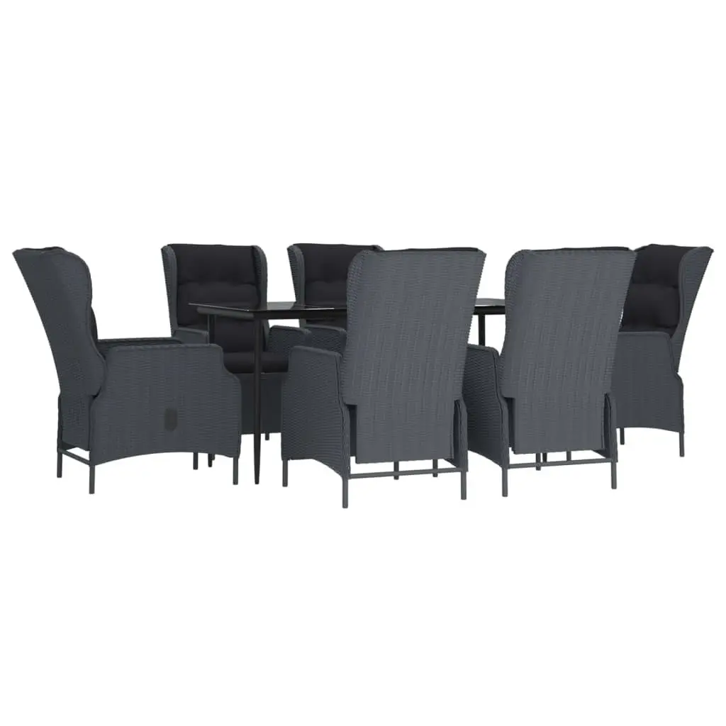 Garden Dining Set 7 Piece Outdoor Patio Furniture Grey Poly Rattan Table Chairs