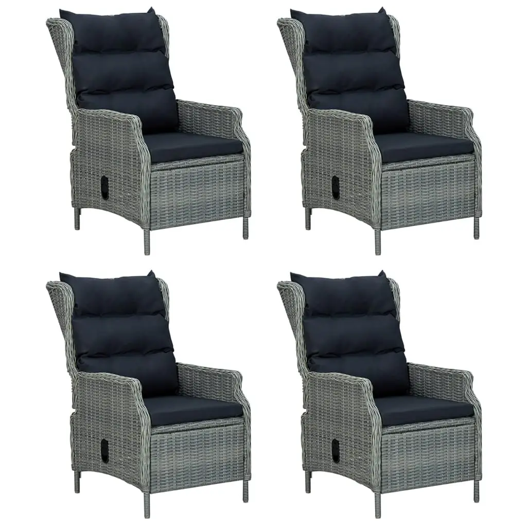 Garden Dining Set 5 Piece Outdoor Furniture Grey Poly Rattan Patio Table Chairs