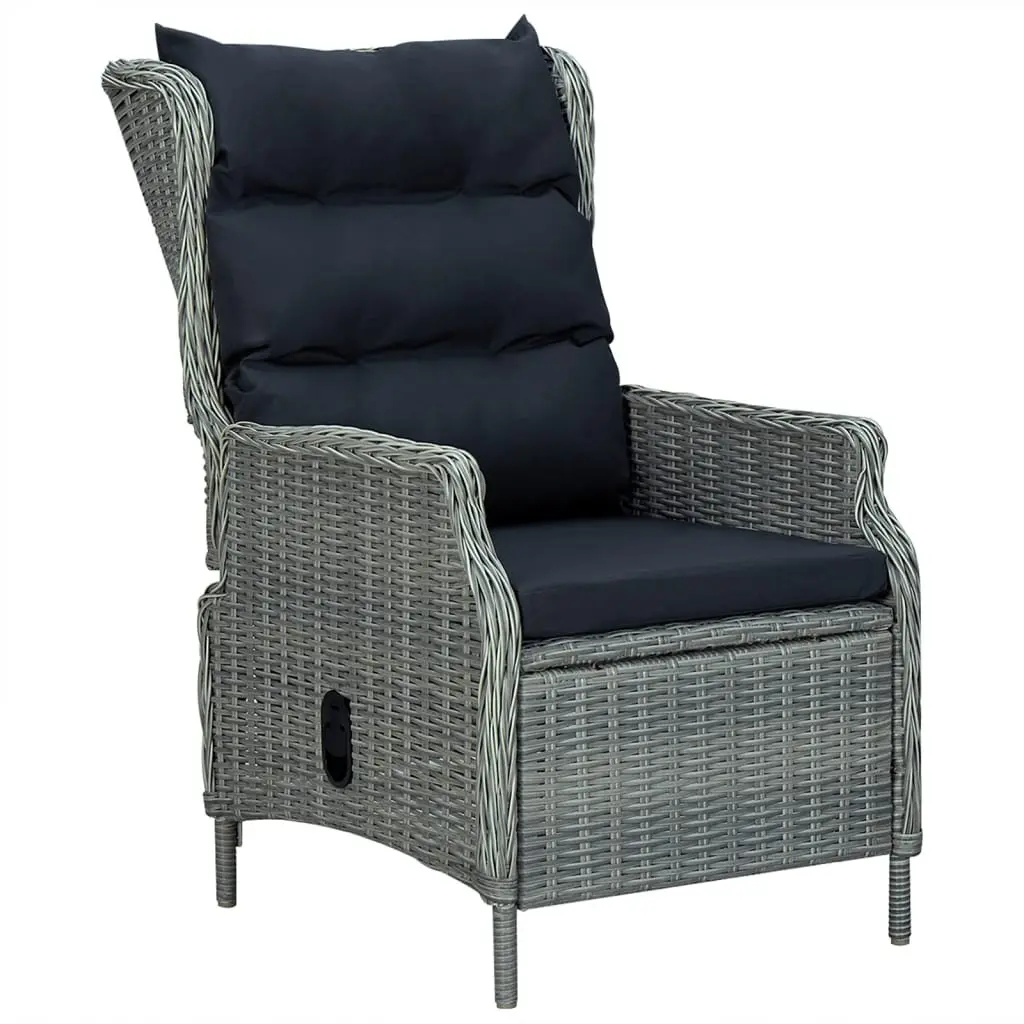 Outdoor Dining Set 7 Piece Grey Rattan Patio Furniture with Table and Adjustable Chairs