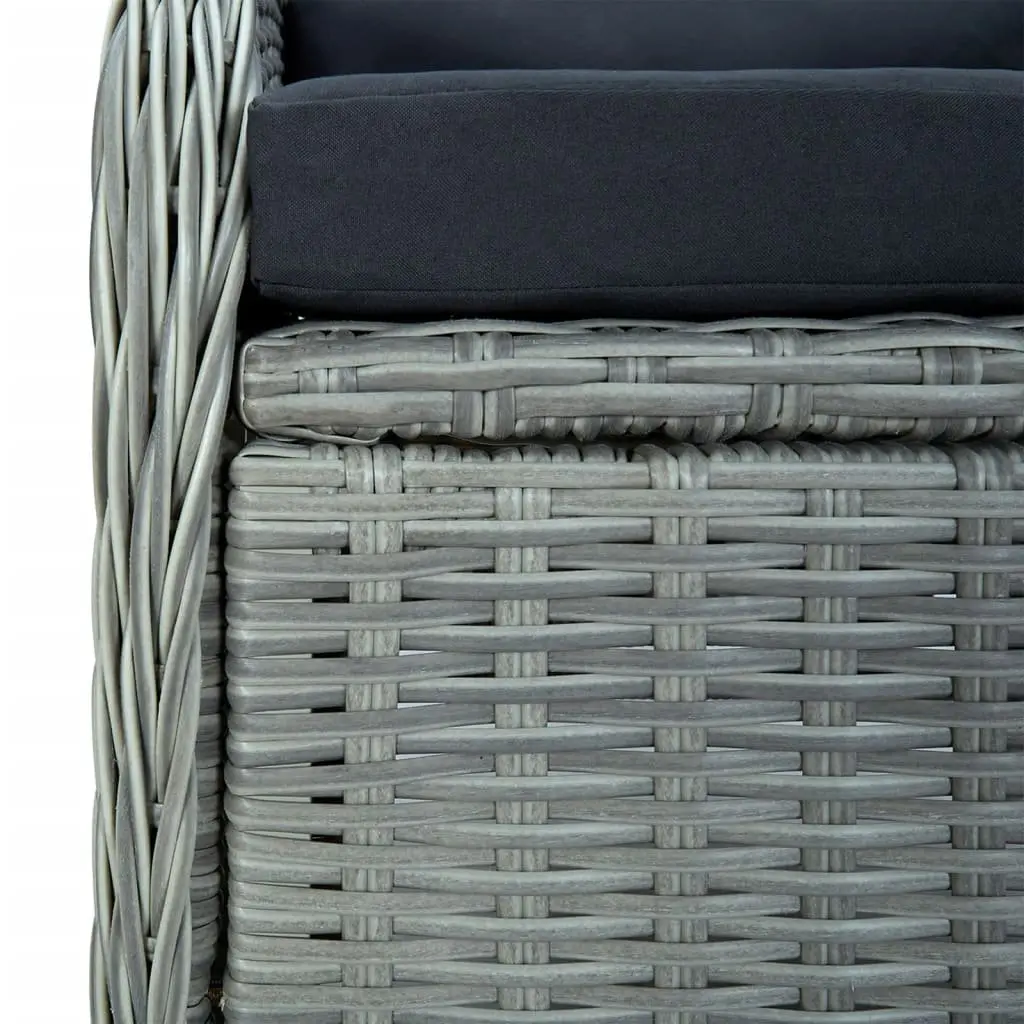 Outdoor Dining Set 7 Piece Grey Rattan Patio Furniture with Table and Adjustable Chairs