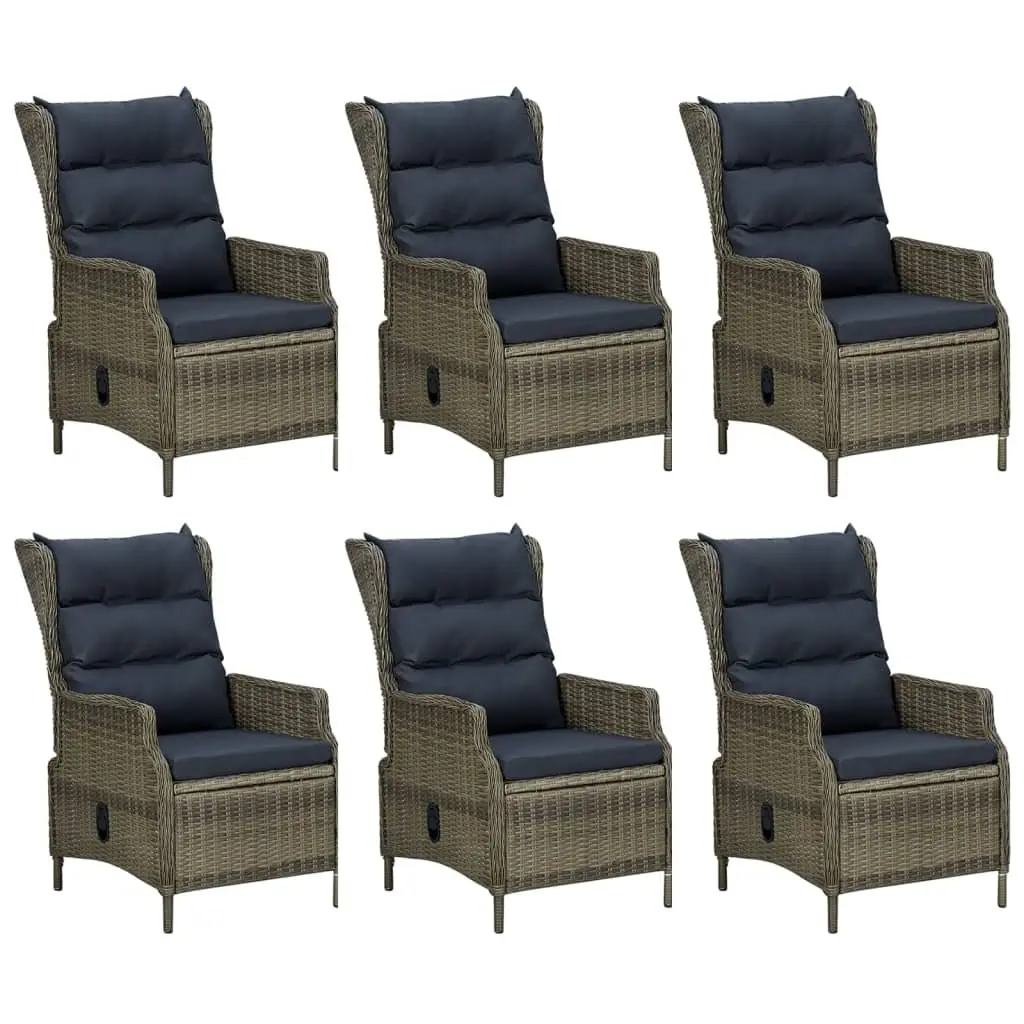 7 Piece Outdoor Garden Dining Set Brown Poly Rattan Patio Furniture