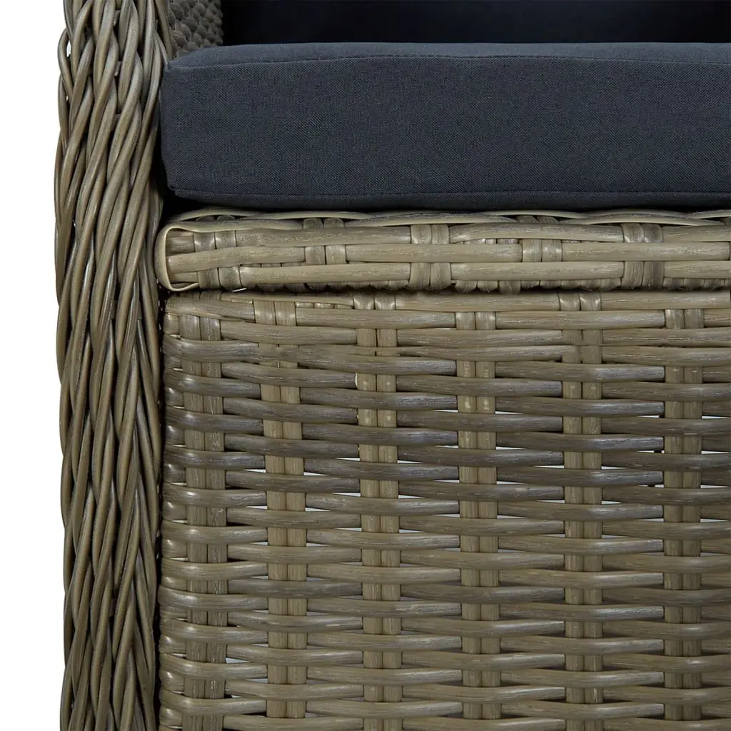 7 Piece Outdoor Garden Dining Set Brown Poly Rattan Patio Furniture