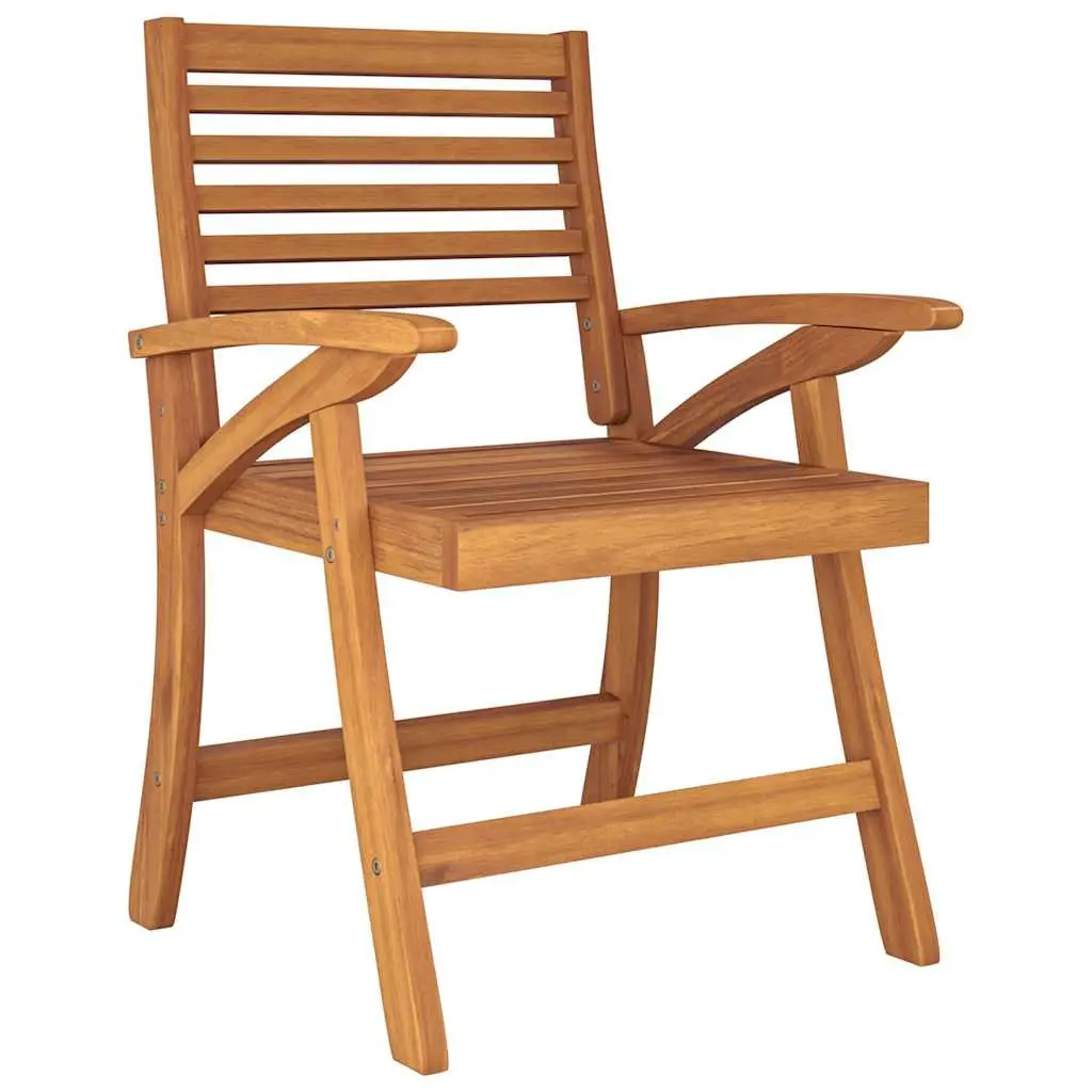 Garden Dining Set 5 Piece Outdoor Furniture Brown Solid Wood Acacia Table Chairs