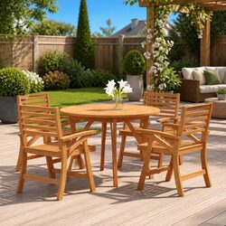Comfortable and Durable 5 Piece Brown Wood Dining Set