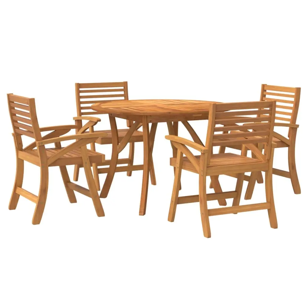 Garden Dining Set Outdoor Furniture 5 Piece Brown Wood Table Chairs