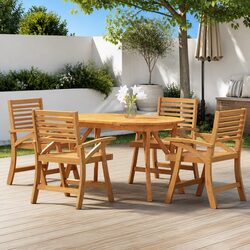 Practical 5 Piece Acacia Wood Dining Set for the Outdoors