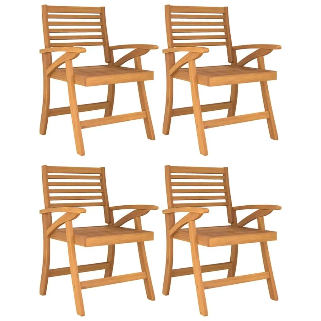 Garden Dining Set 5 Piece Outdoor Furniture Brown Solid Acacia Wood Table Chairs