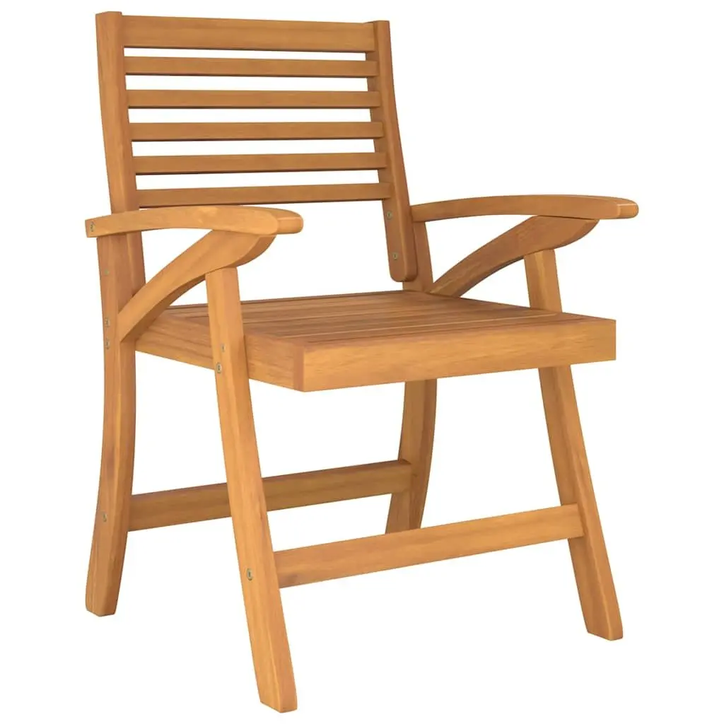 Garden Dining Set 5 Piece Outdoor Furniture Brown Solid Acacia Wood Table Chairs