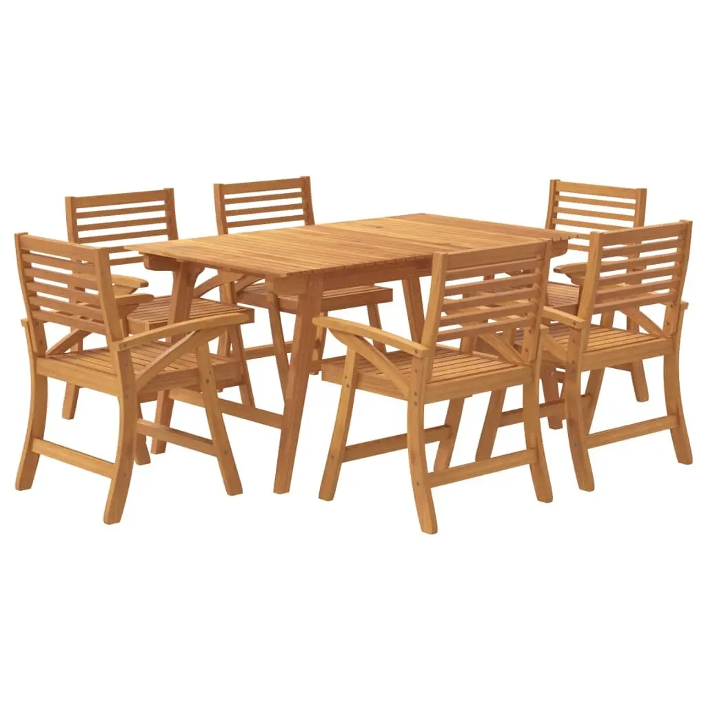 Garden Dining Set 7 Piece Outdoor Furniture Acacia Wood Brown