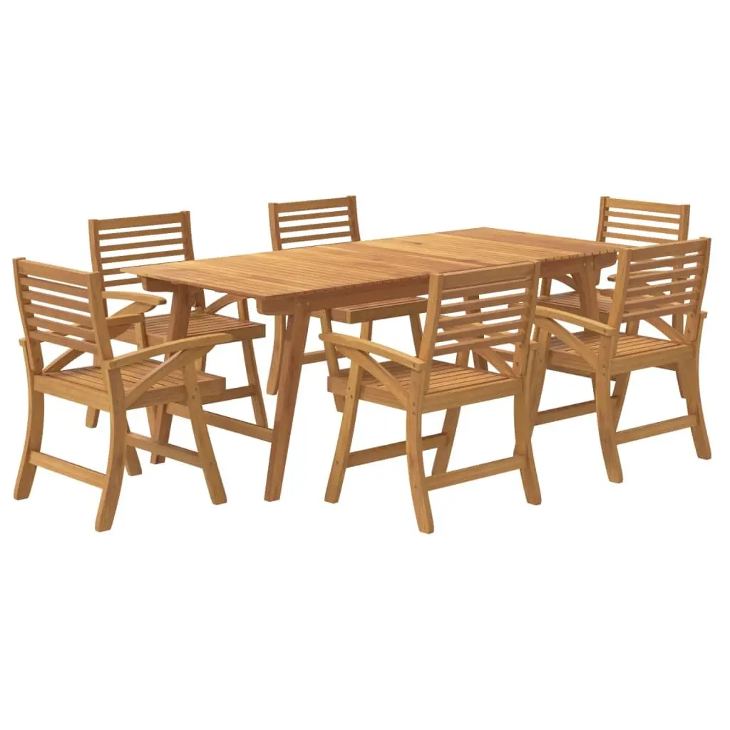 7 Piece Garden Dining Set Outdoor Patio Furniture Solid Wood Acacia Brown