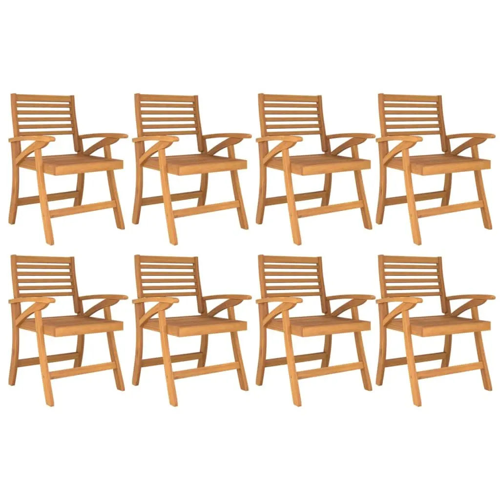 Garden Dining Set Outdoor Patio Furniture 9 Piece Brown Acacia Wood Table Chairs