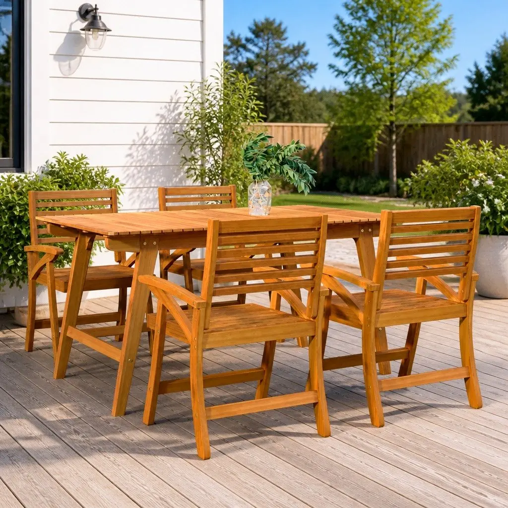 Outdoor Chairs Garden Patio Seating 58 x 58 x 87 cm Brown Wooden Set of 4