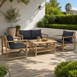 Practical Bamboo Garden Lounge Set with Comfort Features
