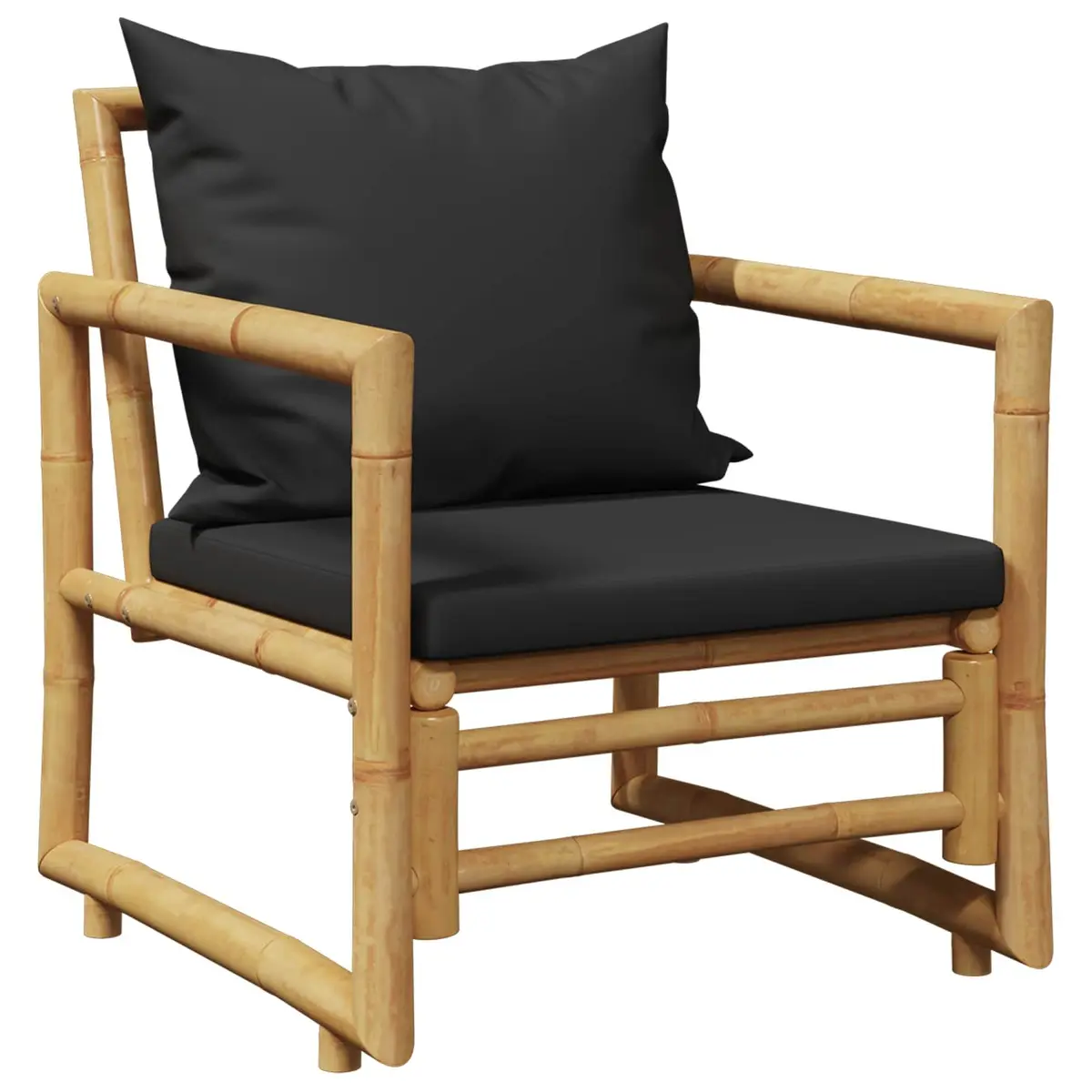Garden Lounge Set 4 Piece Bamboo Outdoor Furniture Bench Chairs Table Cushions