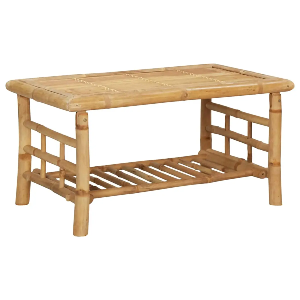 Garden Lounge Set 4 Piece Bamboo Outdoor Furniture Bench Chairs Table Cushions