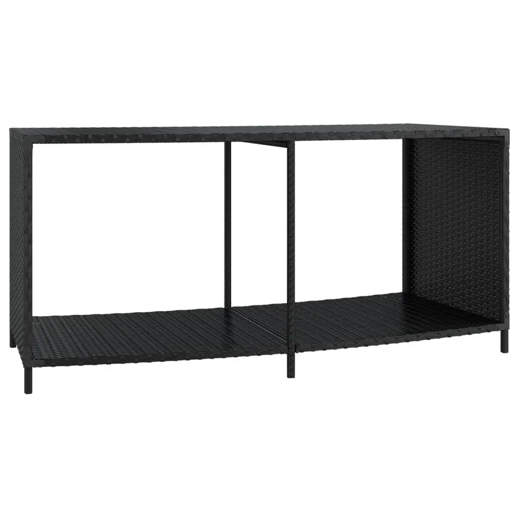 Hot Tub Surround Storage Black PE Rattan Acacia Wood Spa Enclosure