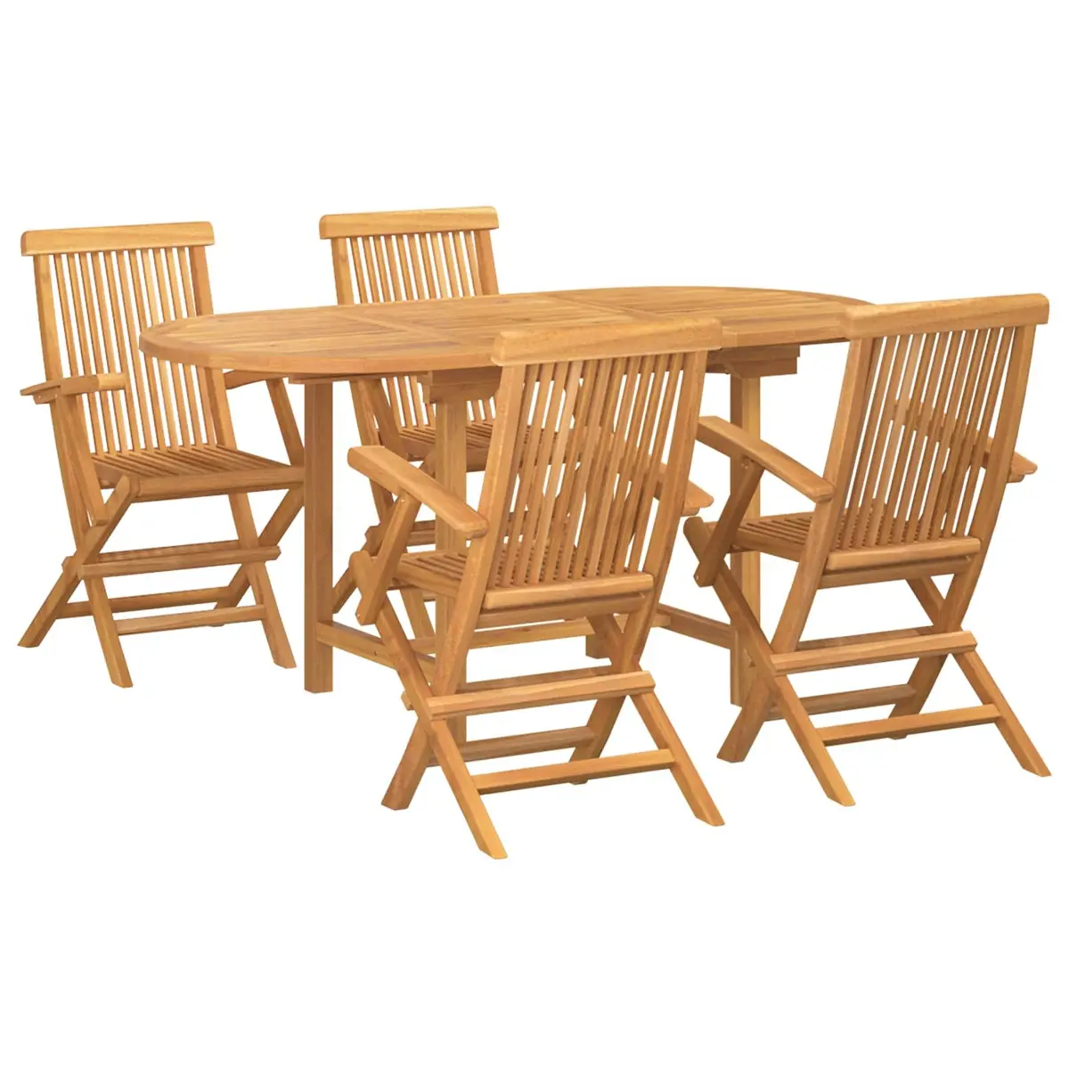 Garden Dining Set 5 Piece Outdoor Table Chair Teak Wood Brown