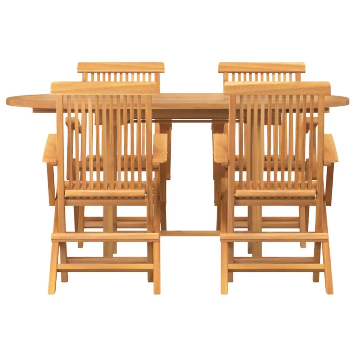 Garden Dining Set 5 Piece Outdoor Table Chair Teak Wood Brown