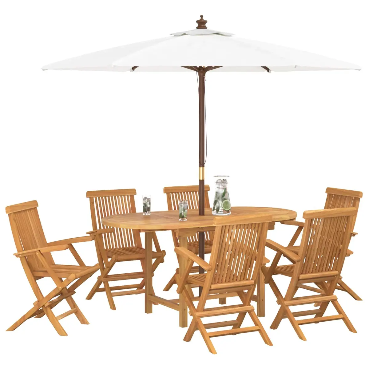7-Piece Dining Set in Solid Teak Wood