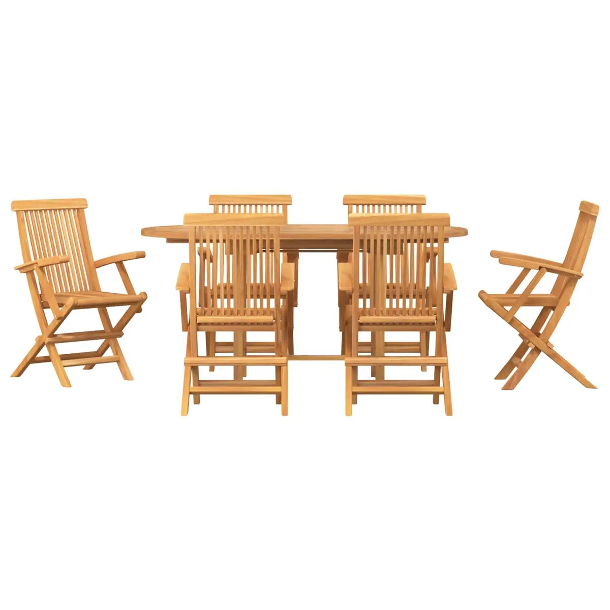 7-Piece Dining Set in Solid Teak Wood