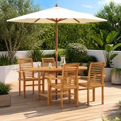 Warm Teak Wood Dining Set: Comfort and Quality Combined