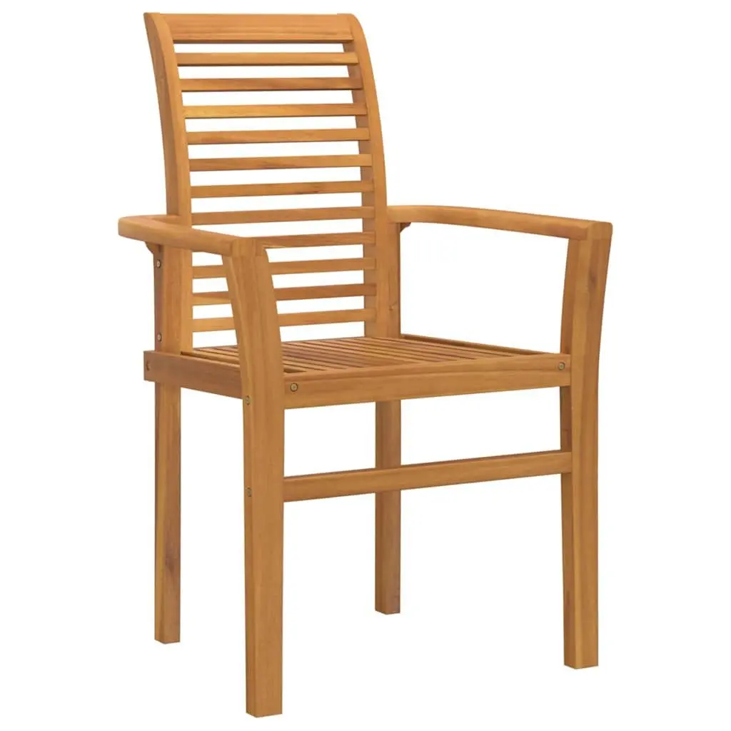 Garden Dining Set 5 Piece Teak Wood Outdoor Table Chairs Brown Modern