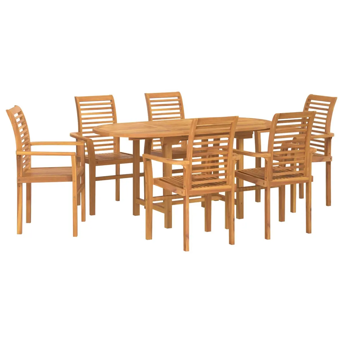 Garden Dining Set 7 Pieces Brown Solid Teak Wood Outdoor Table Chairs Furniture