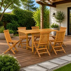 Quality 7-Piece Teak Dining Set for Outdoor Enjoyment