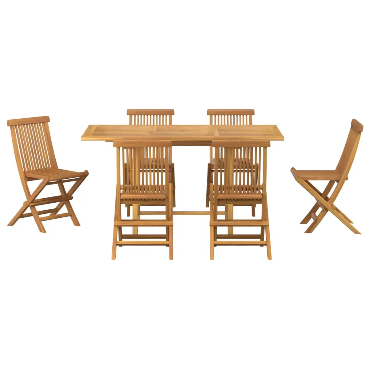 Garden Dining Set 7 Piece Outdoor Teak Wood Brown Furniture