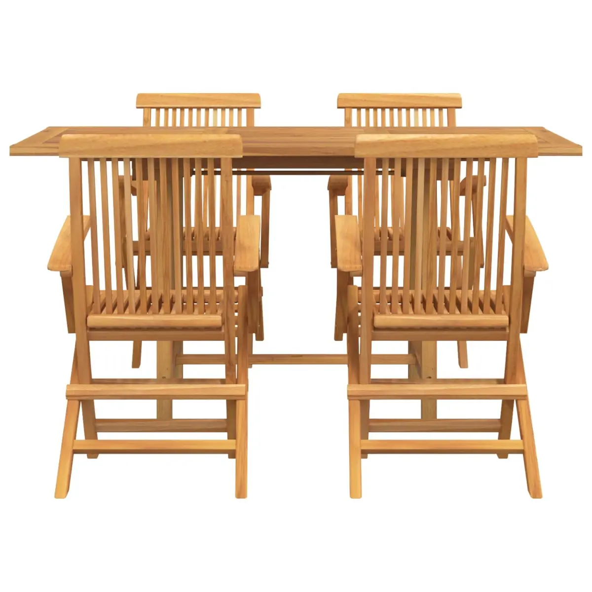 Garden Dining Set 5 Pieces Outdoor Furniture Teak Wood Table Chairs Brown