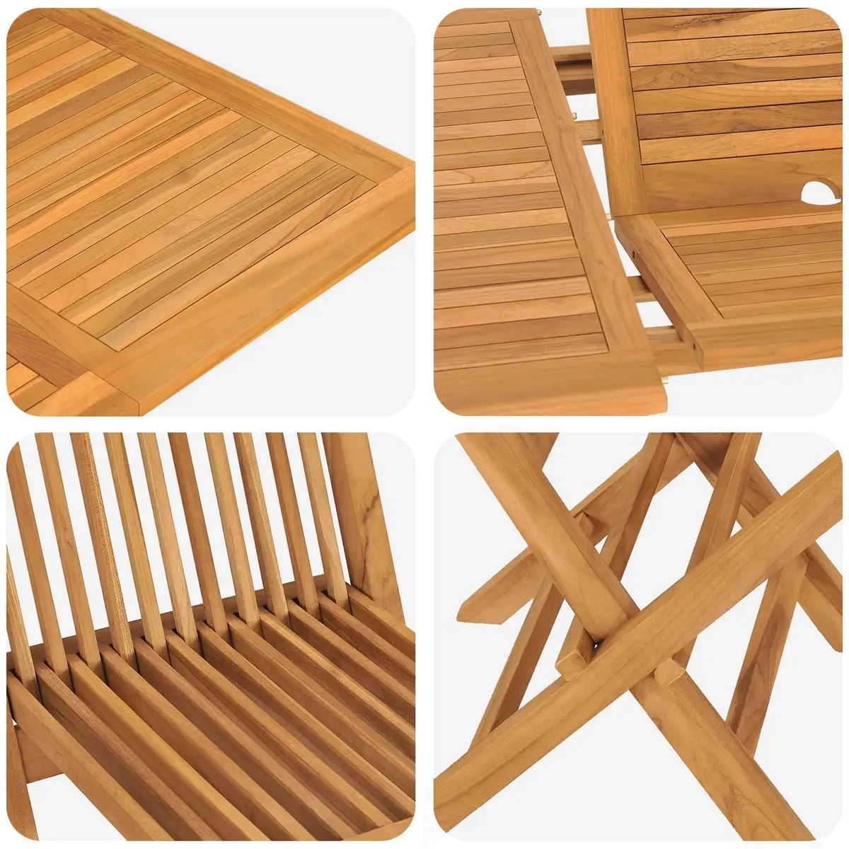 Garden Dining Set 7 Piece Brown Teak Wood Outdoor Table Chairs Patio Furniture