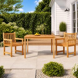 Affordable Brown Teak Wood 3 Piece Garden Dining Set