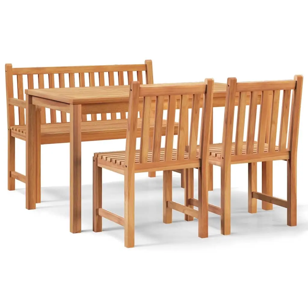 4-Piece Solid Teak Dining Set for Outdoors