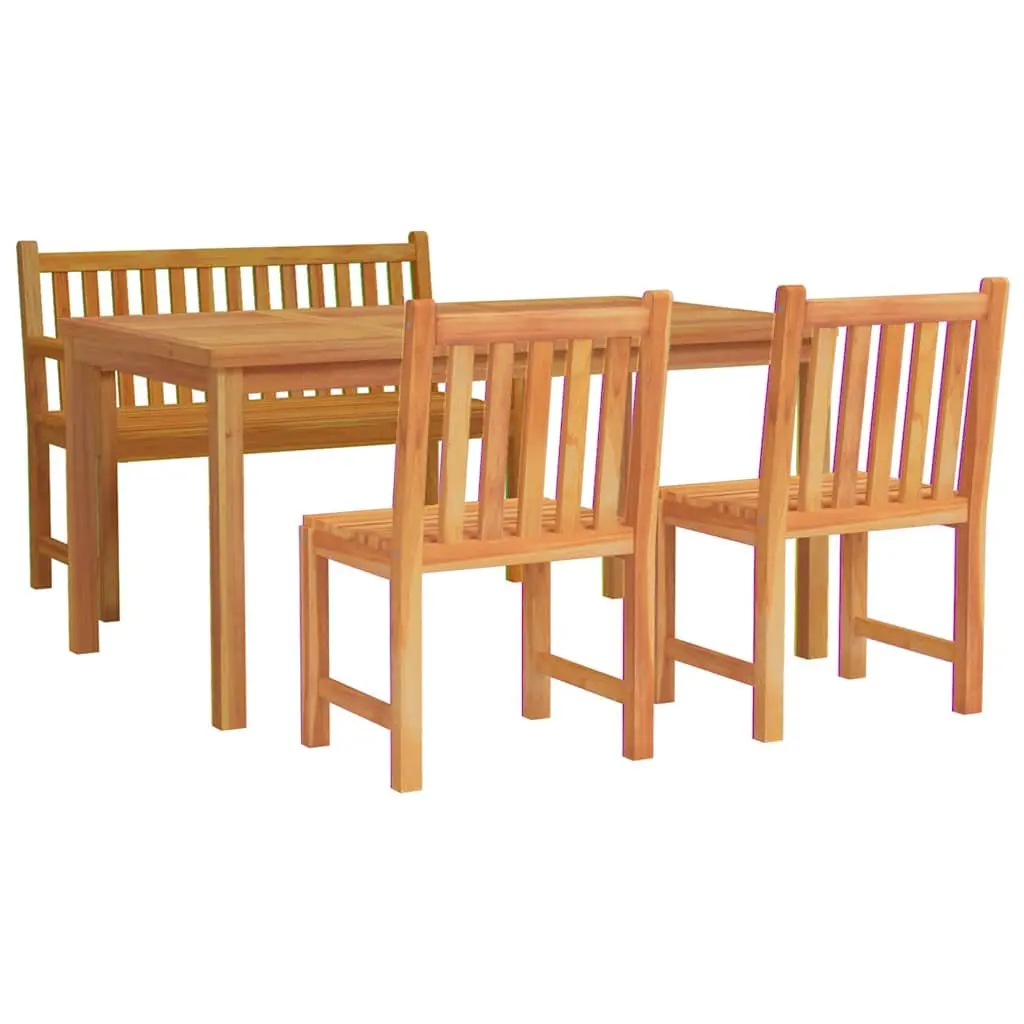 Garden Dining Set 4 Piece Outdoor Furniture Solid Teak Wood Table Chairs Bench
