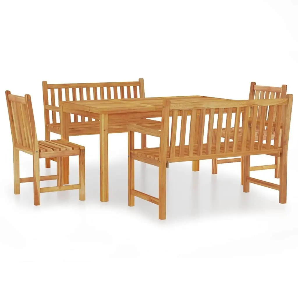 5 Piece Garden Dining Set in Solid Teak Wood