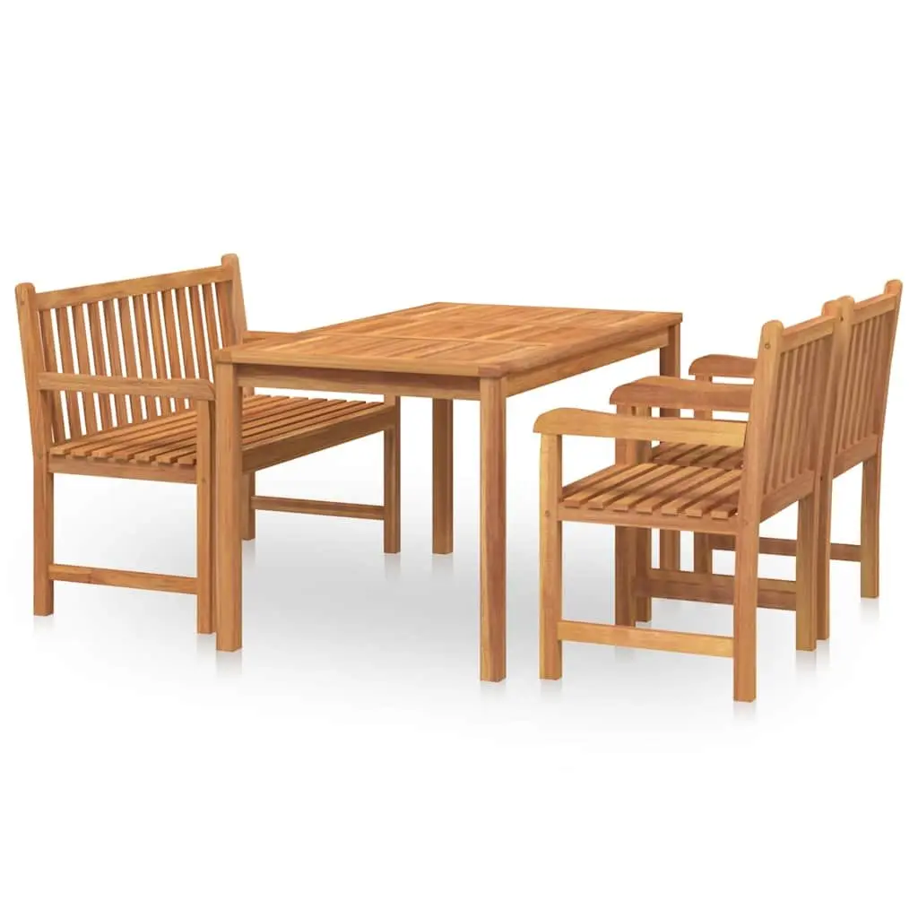 Garden Dining Set 4 Piece Outdoor Furniture Table Chairs Benches Teak Wood