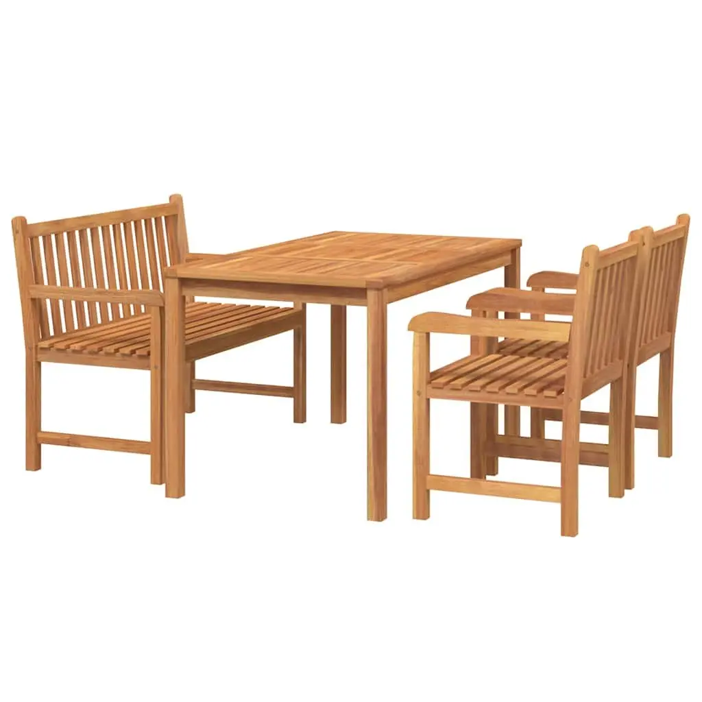 Garden Dining Set 4 Piece Outdoor Furniture Table Chairs Benches Teak Wood