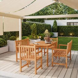 Value-Packed 5 Piece Teak Wood Dining Set for Your Garden