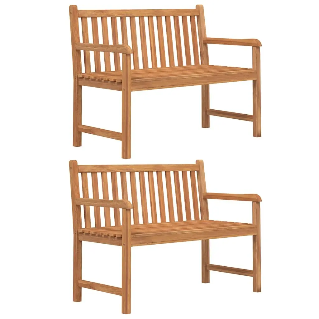 5 Piece Solid Wood Garden Dining Set Teak Outdoor Furniture Table Chairs Benches Brown