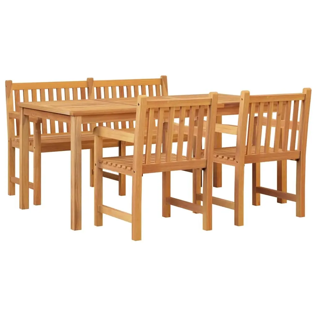 Garden Dining Set Outdoor Furniture 4 Piece Teak Wood Brown