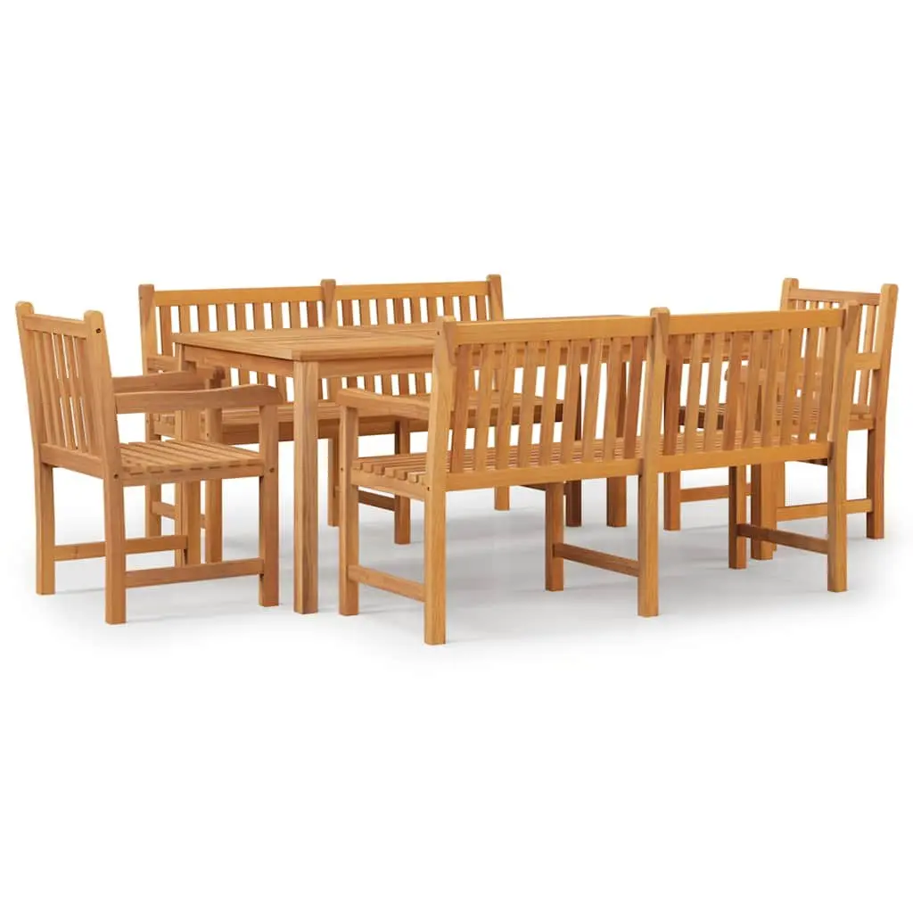Garden Dining Set 5 Piece Outdoor Furniture Table Chairs Bench Teak Wood Brown