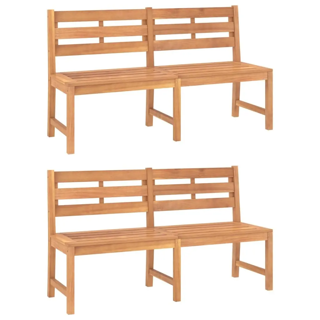 Garden Dining Set Outdoor Furniture 3 Piece Teak Wood Table Benches Brown