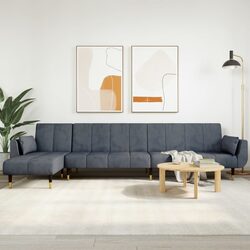 Comfortable Grey L-Shaped Sofa Bed with Practical Features